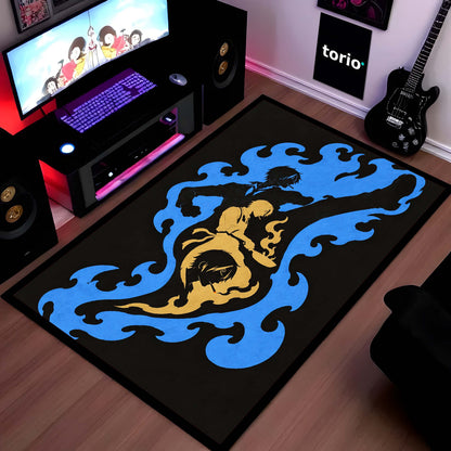 One Piece Sanji Black Leg Area Flat Rug | Diable Jambe Anime Kick Design | Premium Anti-Slip Flat Area Flat Rug