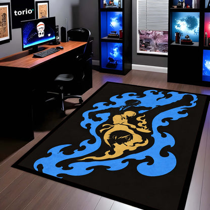 One Piece Sanji Black Leg Area Flat Rug | Diable Jambe Anime Kick Design | Premium Anti-Slip Flat Area Flat Rug