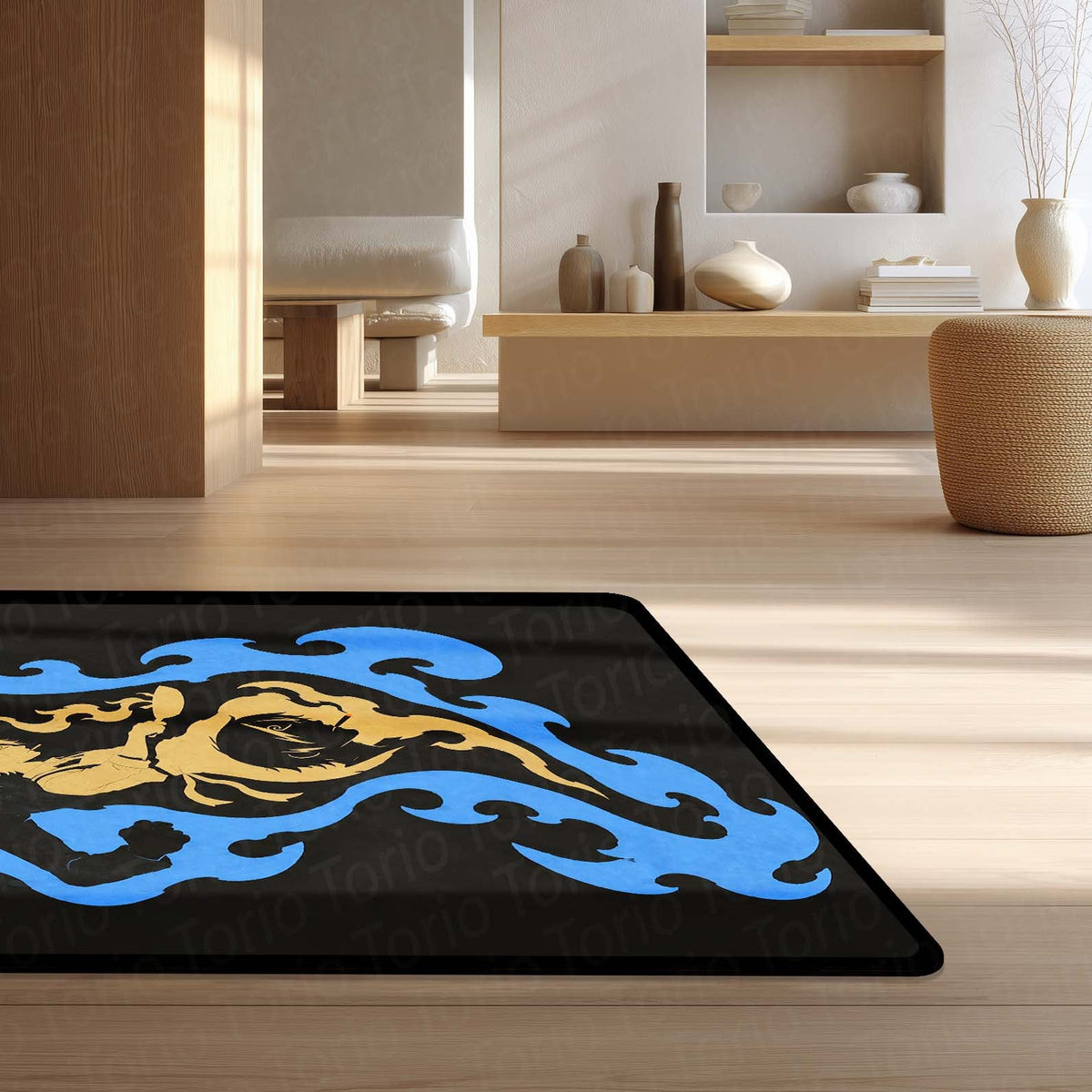 One Piece Sanji Black Leg Area Flat Rug | Diable Jambe Anime Kick Design | Premium Anti-Slip Flat Area Flat Rug