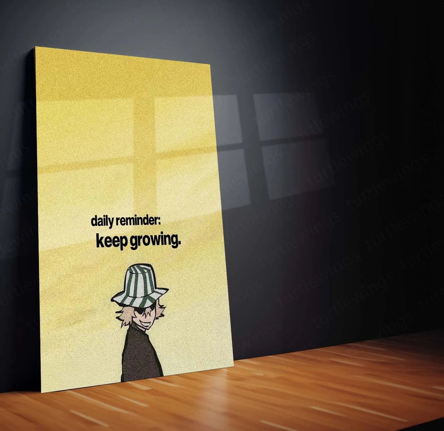 Quote Metal Poster | Kisuke Urahara - “Daily Reminder: Keep Growing” Quote Metal Frame Wall Art - TURTLEWINGS