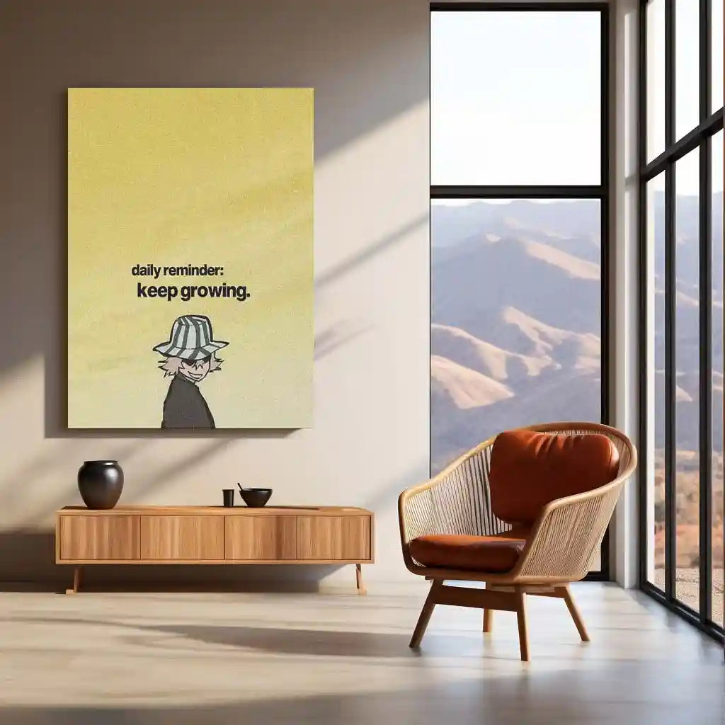 Quote Metal Poster | Kisuke Urahara - “Daily Reminder: Keep Growing” Quote Metal Frame Wall Art - TURTLEWINGS