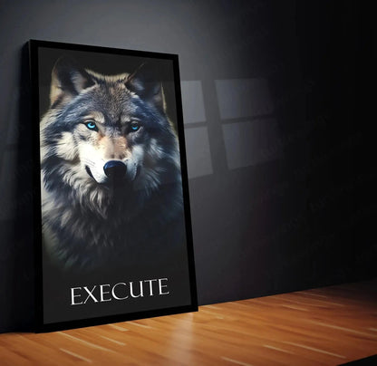 Urban aesthetic Metal Poster | Discipline, Execute, Focus – Motivational 3-Piece Metal Poster Set Fox Egale Lion | With Frame - TURTLEWINGS 