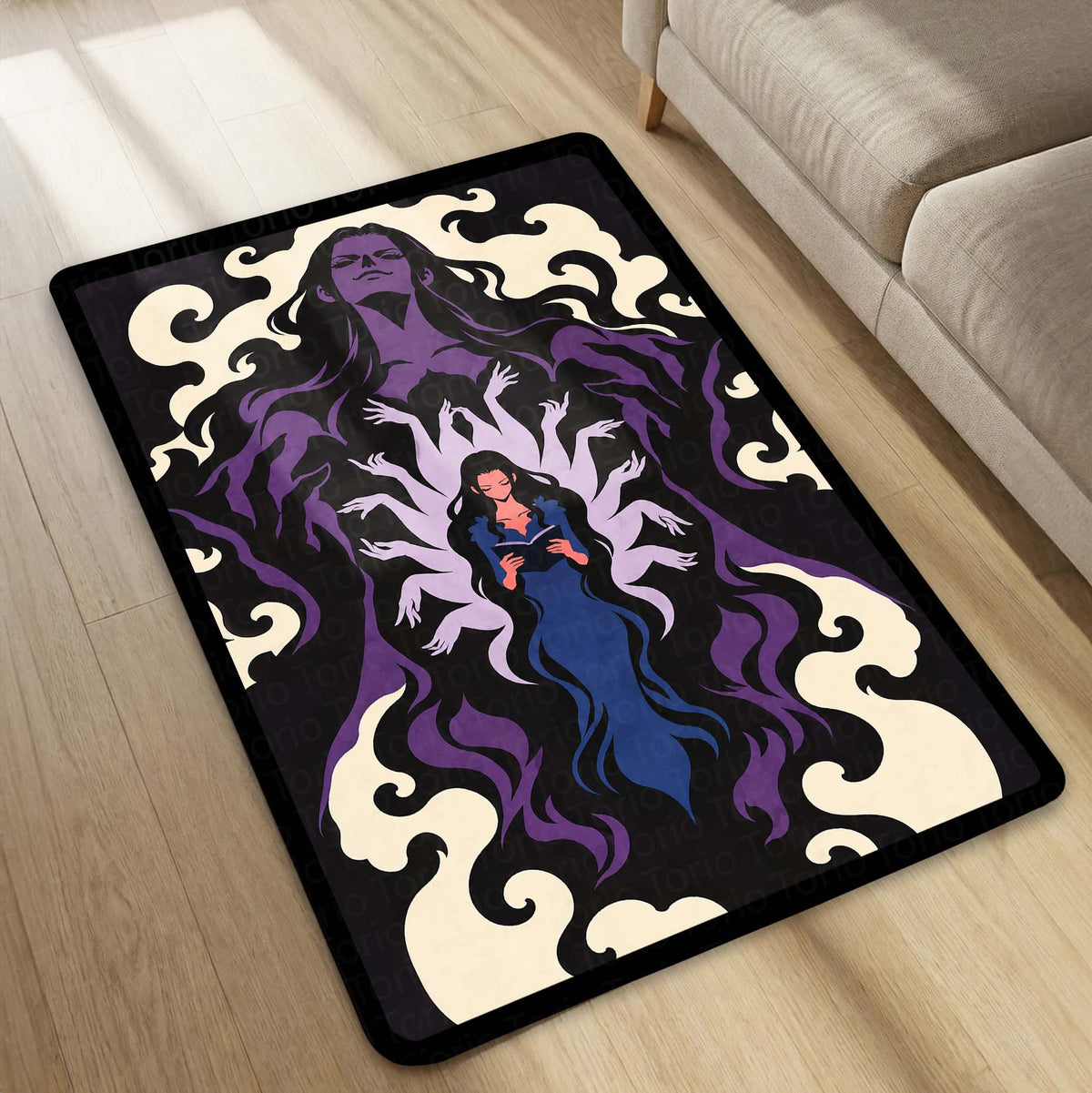 One Piece Nico Robin Demonio Fleur Area Flat Rug | Devil Child Anime Design | Premium Anti-Slip Flat Area Flat Rug