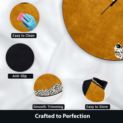 Luxury Leopard Round Area Flat Rug | Modern Safari Animal Print Floor Mat | Abstract Cheetah Round Flat Rug for Living Room, Bedroom, Reading Corner & Contemporary Home Decor