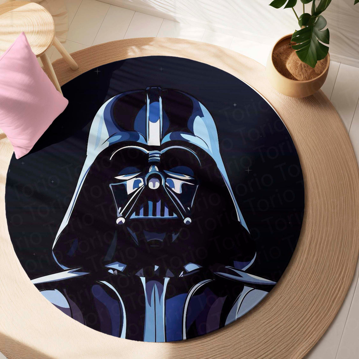 Darth Vader Star Wars Circular Floor Mat (3 mm Thick) | Anti-Slip Printed Round Flat Rug for Bedroom, Gaming Room & Sci-Fi Decor | TORIO