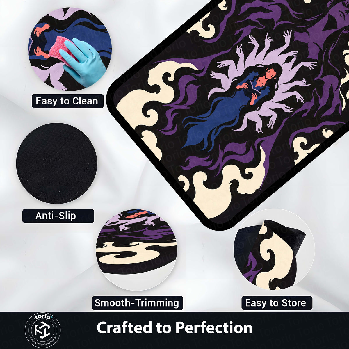 One Piece Nico Robin Demonio Fleur Area Flat Rug | Devil Child Anime Design | Premium Anti-Slip Flat Area Flat Rug
