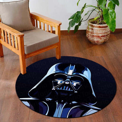Darth Vader Star Wars Circular Floor Mat (3 mm Thick) | Anti-Slip Printed Round Flat Rug for Bedroom, Gaming Room & Sci-Fi Decor | TORIO