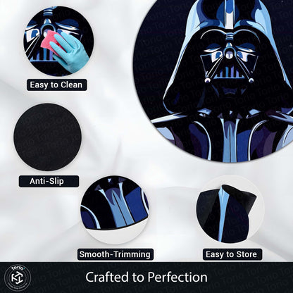 Darth Vader Star Wars Circular Floor Mat (3 mm Thick) | Anti-Slip Printed Round Flat Rug for Bedroom, Gaming Room & Sci-Fi Decor | TORIO