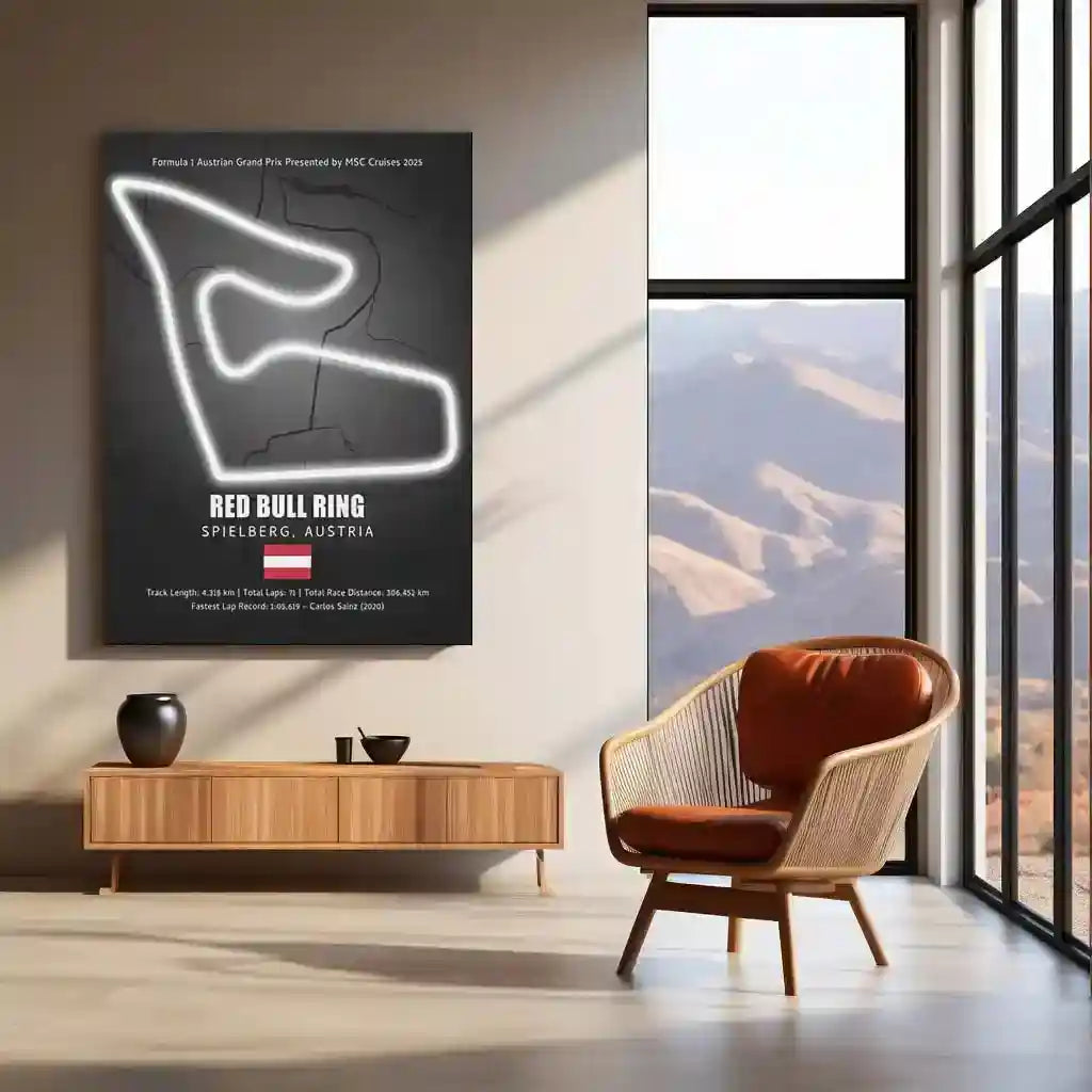 LED | Red Bull Ring Neon LED Metal Poster – Glowing Austria F1 Circuit Wall Art - TURTLEWINGS