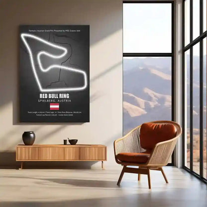 LED | Red Bull Ring Neon LED Metal Poster – Glowing Austria F1 Circuit Wall Art - TURTLEWINGS