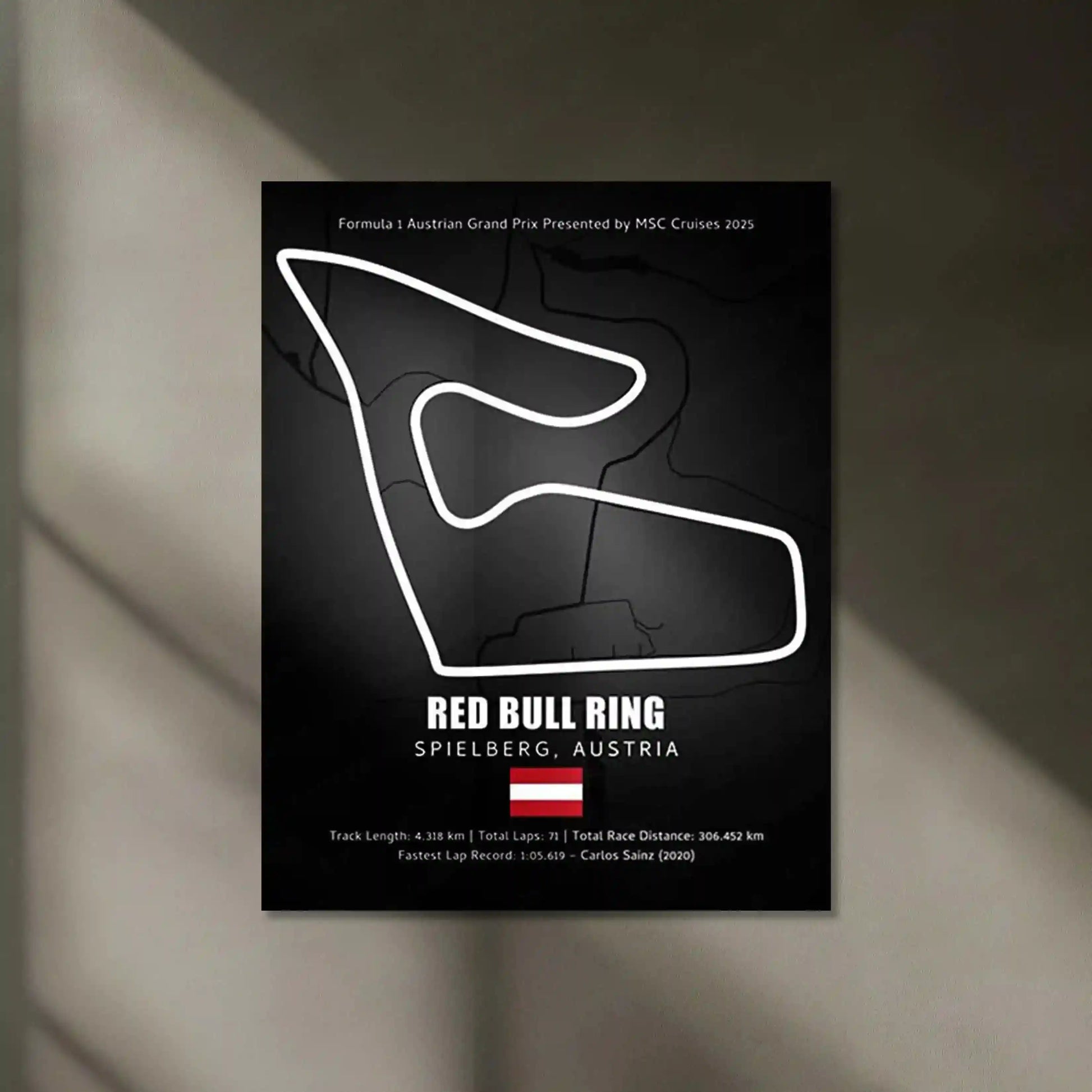 LED | Red Bull Ring Neon LED Metal Poster – Glowing Austria F1 Circuit Wall Art - TURTLEWINGS