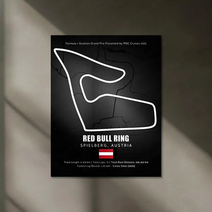 LED | Red Bull Ring Neon LED Metal Poster – Glowing Austria F1 Circuit Wall Art - TURTLEWINGS