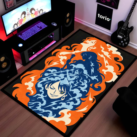 One Piece Nami Zeus Thunderbolt Area Flat Rug | Cat Burglar Nami Anime Design | Premium Anti-Slip Flat Area Flat Rug