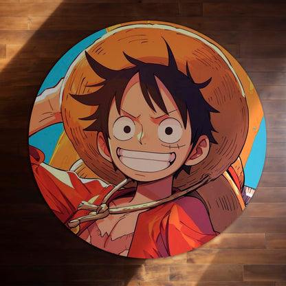 Monkey D. Luffy Circular Floor Mat (3 mm Thick) | Anime Round Flat Rug for Bedroom, Gaming Room & Otaku Decor | TORIO