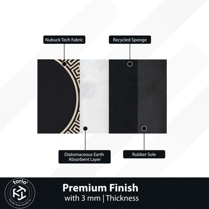 Luxury Greek Key Round Area Flat Rug | Black & Beige Circular Floor Mat | Modern Geometric Border Round Flat Rug for Living Room, Bedroom, Dining Area & Elegant Home Decor
