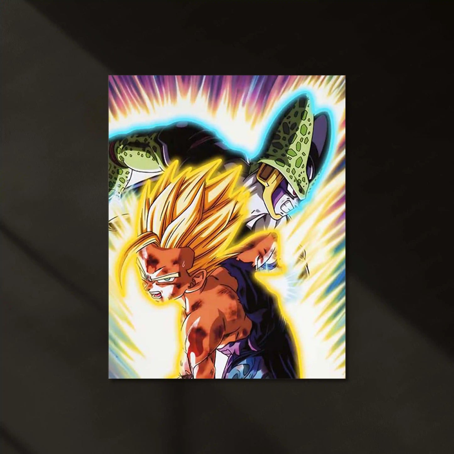 Saiyan Power Neon LED Frame | Anime Battle Wall Art Epic Transformation Energy Design by TurtleWings - TURTLEWINGS