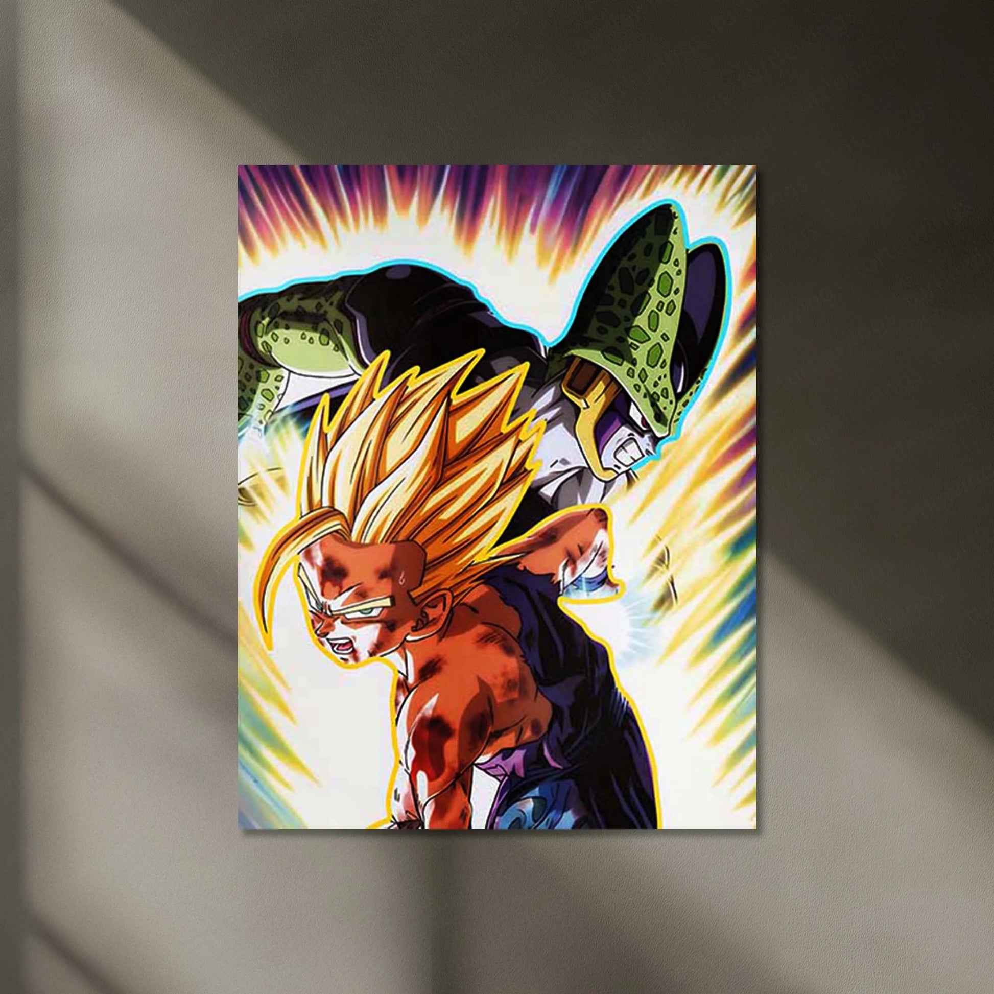 Saiyan Power Neon LED Frame | Anime Battle Wall Art Epic Transformation Energy Design by TurtleWings - TURTLEWINGS