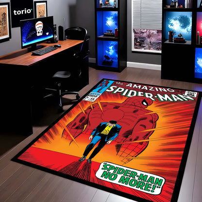 The Amazing Spider-Man Floor Mat | Classic Marvel Comic Cover Flat Rug | Anti-Slip 3mm Absorbent Superhero Floor Mat for Gaming Room, Bedroom & Fan Cave
