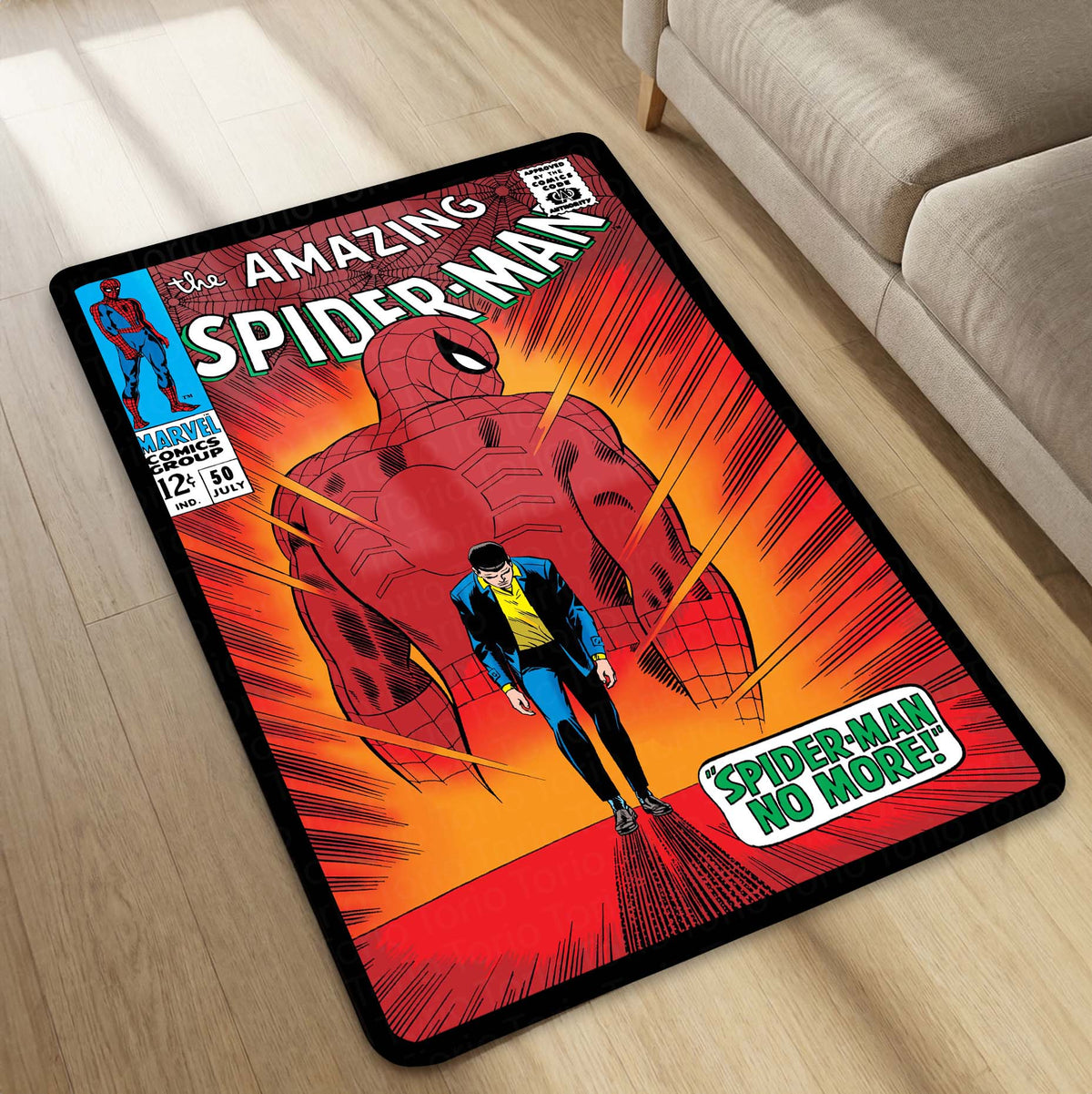 The Amazing Spider-Man Floor Mat | Classic Marvel Comic Cover Flat Rug | Anti-Slip 3mm Absorbent Superhero Floor Mat for Gaming Room, Bedroom & Fan Cave
