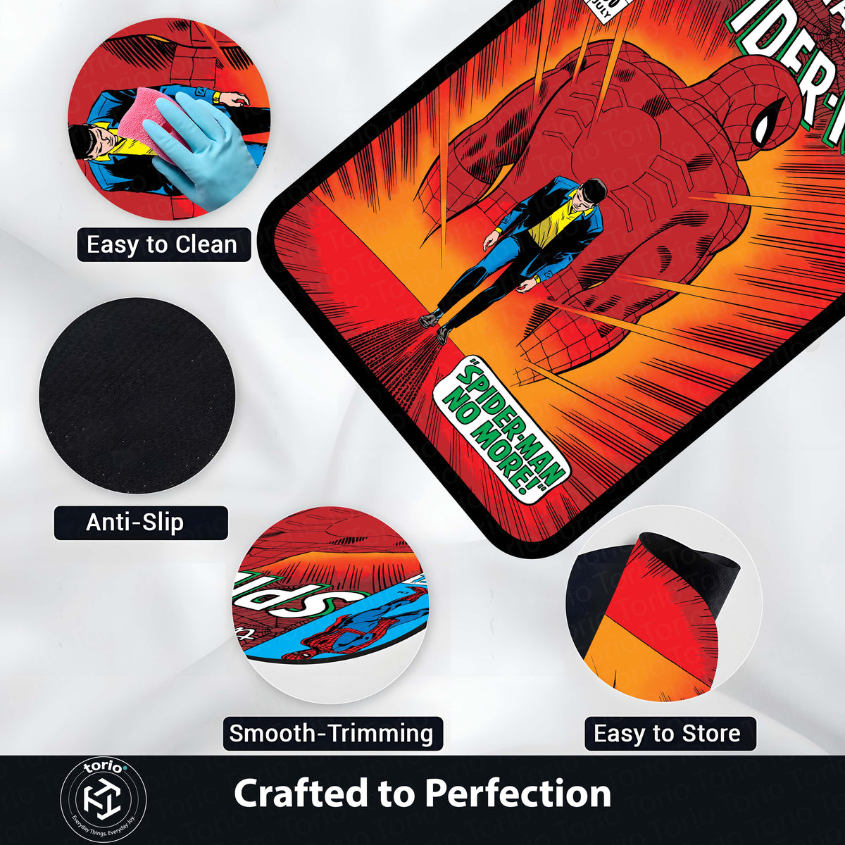 The Amazing Spider-Man Floor Mat | Classic Marvel Comic Cover Flat Rug | Anti-Slip 3mm Absorbent Superhero Floor Mat for Gaming Room, Bedroom & Fan Cave