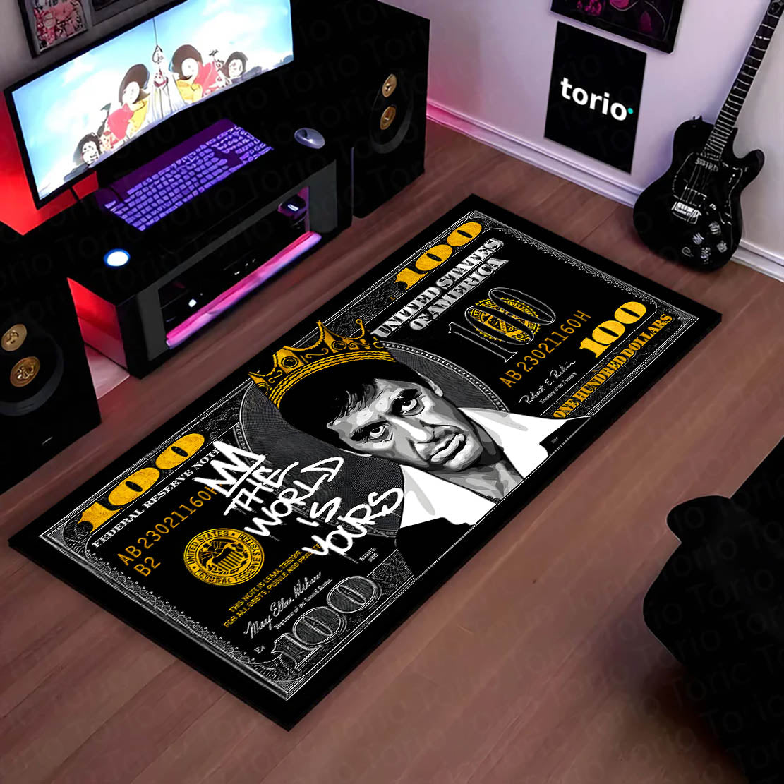 Tony Montana King Dollar Flat Rug | Wealth & Success flat rug