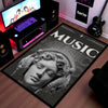 Classical Music Sculpture Area Flat Rug | Greek Marble Head with Headphones Area Flat Rug | Premium Aesthetic Living Room & Gaming Room Floor Decor