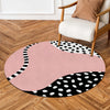 Abstract Blush Pink Round Area Flat Rug | Modern Geometric Floor Mat | Scandinavian Pink Circle Flat Rug for Bedroom, Nursery, Living Room & Contemporary Home Decor