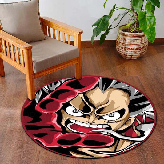 Monkey D. Luffy Boundman Gear 4 Circular Floor Mat (3 mm Thick) | One Piece Anime Round Flat Rug for Gaming Room, Bedroom & Otaku Decor | TORIO