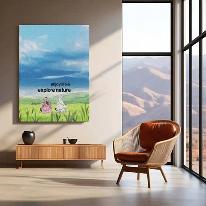 Quote Metal Poster | Jushiro Ukitake & Shunsui Kyoraku - “Enjoy Life & Explore Nature” Quote Metal Frame Wall Art | Minimal Anime Aesthetic Landscape Poster - TURTLEWINGS