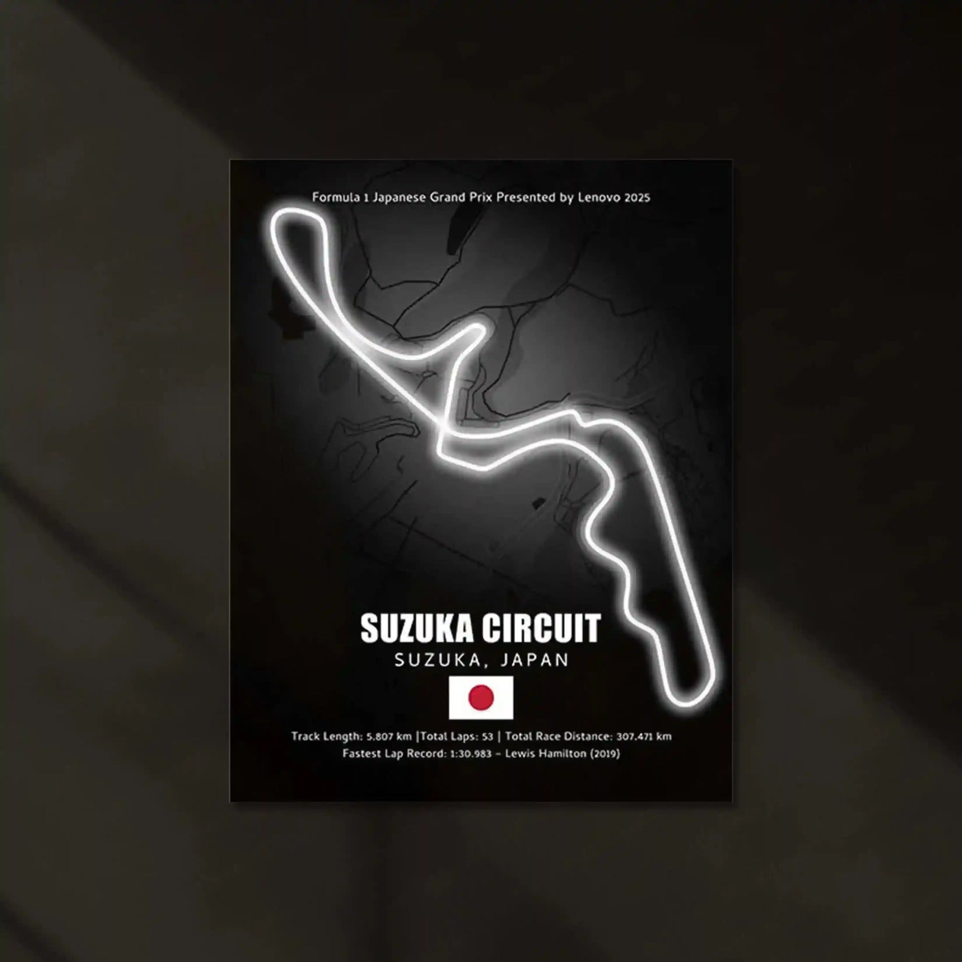 LED | 🇯🇵 Suzuka Circuit Neon LED Metal Poster – Glowing Japanese F1 Track Wall Art - TURTLEWINGS