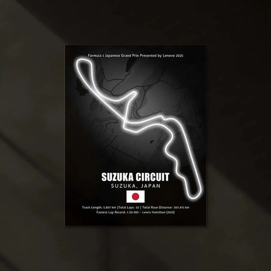 LED | 🇯🇵 Suzuka Circuit Neon LED Metal Poster – Glowing Japanese F1 Track Wall Art - TURTLEWINGS