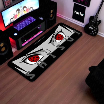 Shisui Uchiha Mangekyō Sharingan Eye Anime Floor Mat | Anti-Slip Printed Flat Rug for Bedroom, Gaming Room & Anime Decor | TORIO