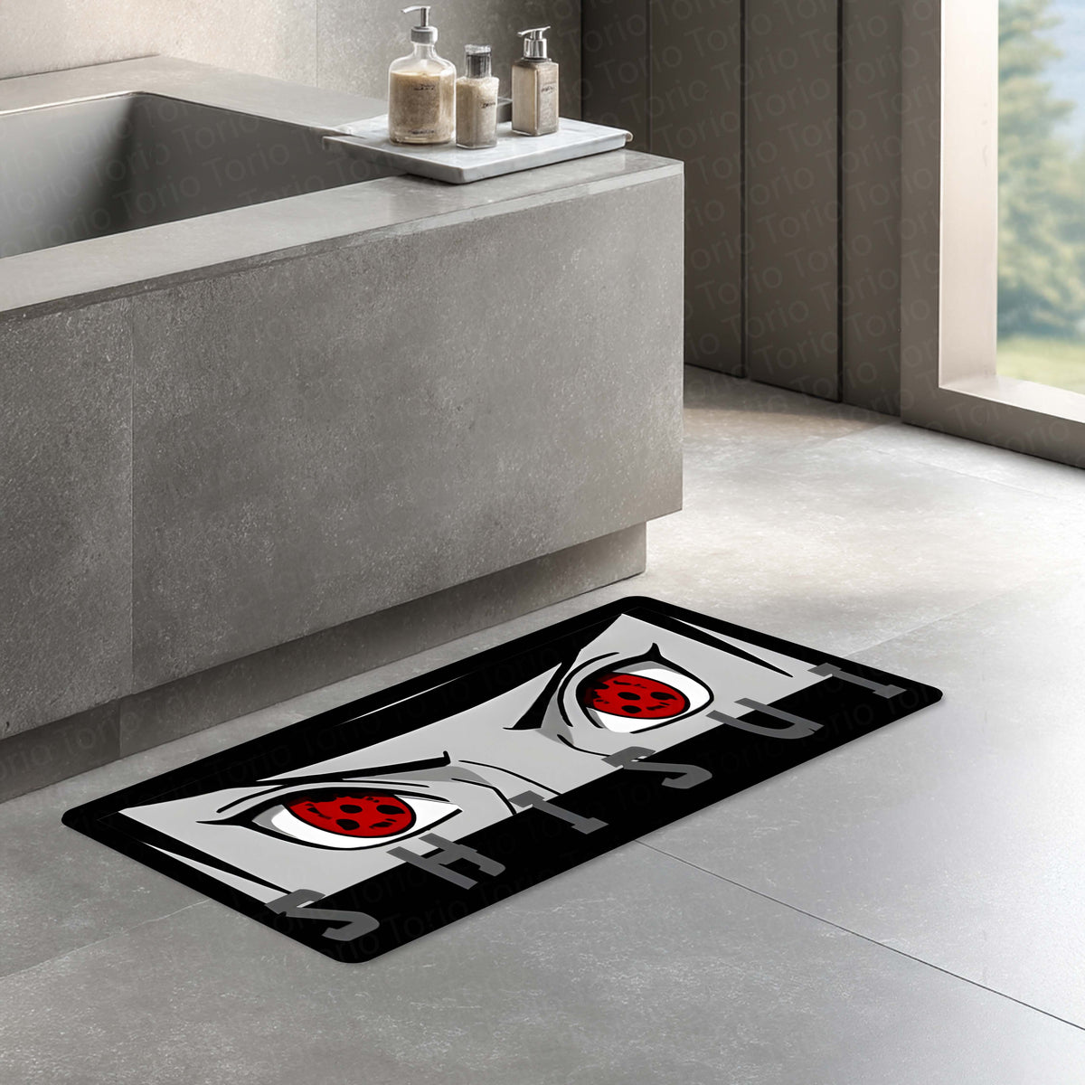Shisui Uchiha Mangekyō Sharingan Eye Anime Floor Mat | Anti-Slip Printed Flat Rug for Bedroom, Gaming Room & Anime Decor | TORIO