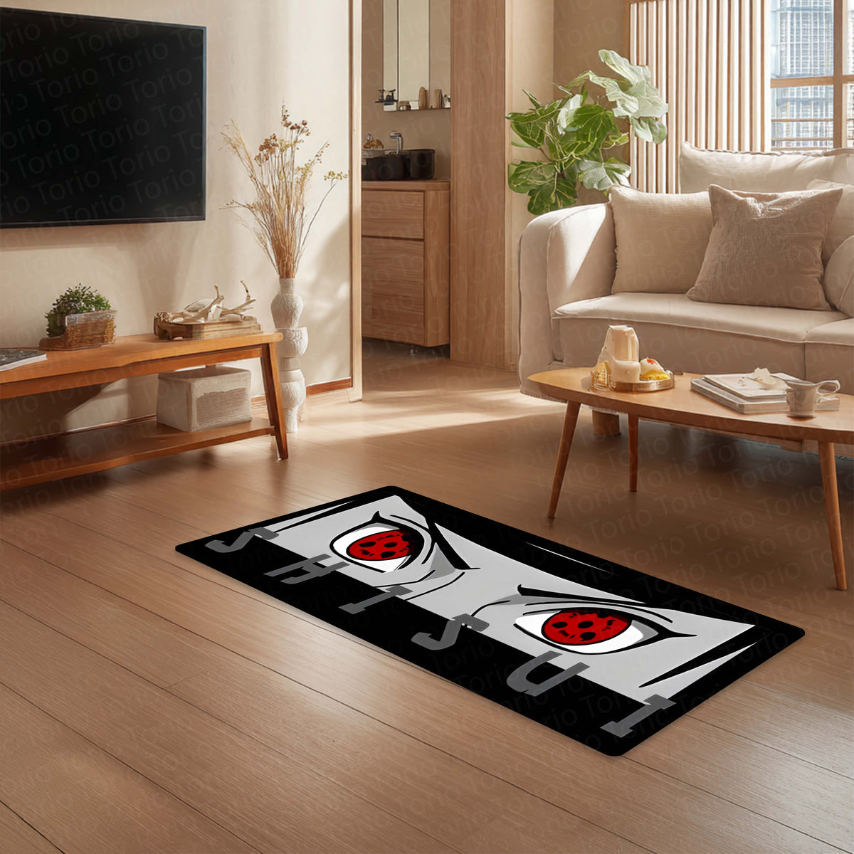 Shisui Uchiha Mangekyō Sharingan Eye Anime Floor Mat | Anti-Slip Printed Flat Rug for Bedroom, Gaming Room & Anime Decor | TORIO