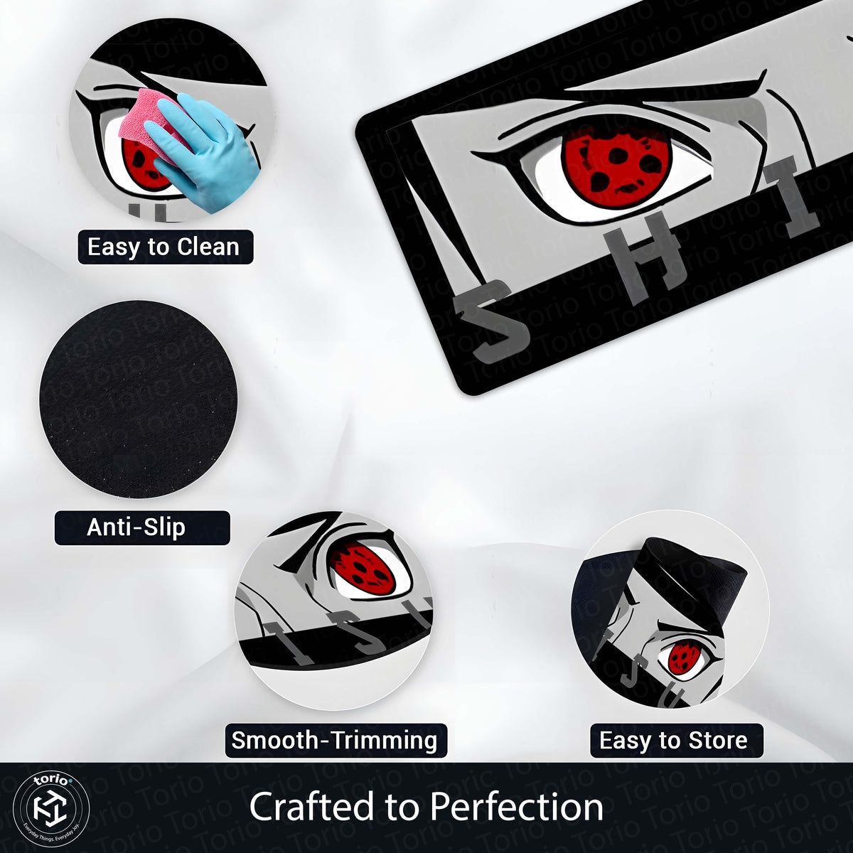 Shisui Uchiha Mangekyō Sharingan Eye Anime Floor Mat | Anti-Slip Printed Flat Rug for Bedroom, Gaming Room & Anime Decor | TORIO