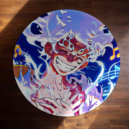 Monkey D. Luffy Nika Gear 5 Circular Floor Mat (3 mm Thick) | One Piece Sun God Nika Anime Round Flat Rug for Gaming Room, Bedroom & Otaku Decor | TORIO