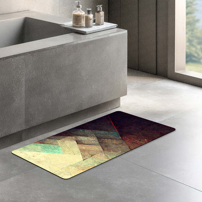 Abstract Geometric Gradient Floor Mat (3 mm Thick) | Modern Textured Bedroom Bedside Runner for Contemporary Home Decor