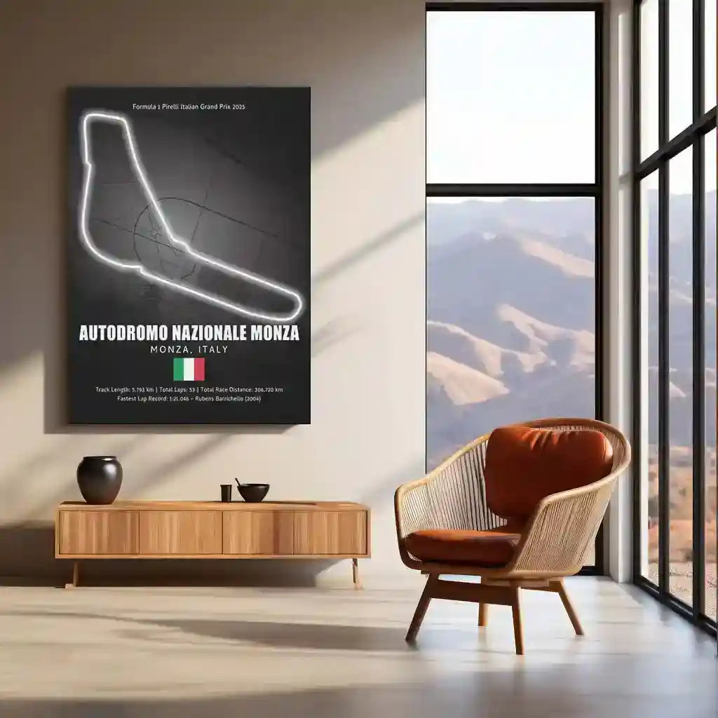LED | 🇮🇹 Monza Circuit Neon LED Metal Poster – Glowing Temple of Speed Wall Art (Italy F1 Track) - TURTLEWINGS