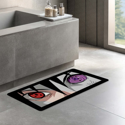 Naruto Shippuden Sharingan & Rinnegan Eyes Floor Mat | Uchiha Anime Eye Art Flat Rug | Anti-Slip 3mm Absorbent Floor Mat for Bathroom, Bedroom, Gaming Room & Otaku Decor
