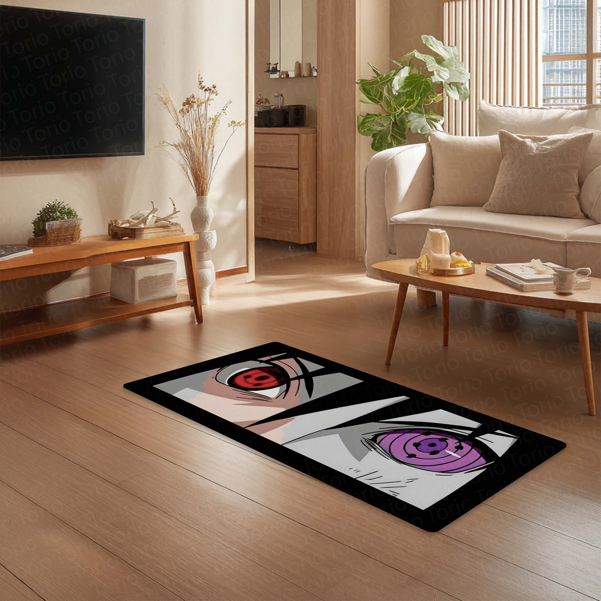 Naruto Shippuden Sharingan & Rinnegan Eyes Floor Mat | Uchiha Anime Eye Art Flat Rug | Anti-Slip 3mm Absorbent Floor Mat for Bathroom, Bedroom, Gaming Room & Otaku Decor