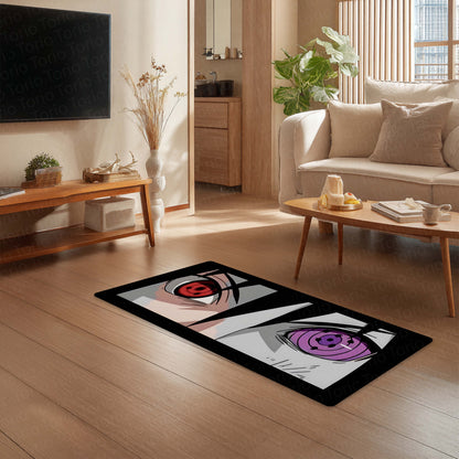 Naruto Shippuden Sharingan & Rinnegan Eyes Floor Mat | Uchiha Anime Eye Art Flat Rug | Anti-Slip 3mm Absorbent Floor Mat for Bathroom, Bedroom, Gaming Room & Otaku Decor