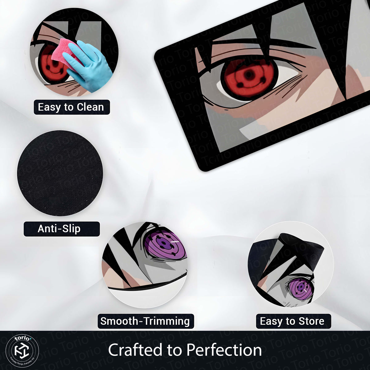 Naruto Shippuden Sharingan & Rinnegan Eyes Floor Mat | Uchiha Anime Eye Art Flat Rug | Anti-Slip 3mm Absorbent Floor Mat for Bathroom, Bedroom, Gaming Room & Otaku Decor