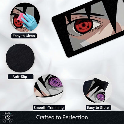 Naruto Shippuden Sharingan & Rinnegan Eyes Floor Mat | Uchiha Anime Eye Art Flat Rug | Anti-Slip 3mm Absorbent Floor Mat for Bathroom, Bedroom, Gaming Room & Otaku Decor