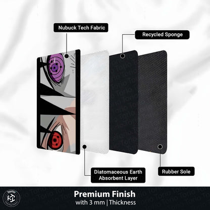 Naruto Shippuden Sharingan & Rinnegan Eyes Floor Mat | Uchiha Anime Eye Art Flat Rug | Anti-Slip 3mm Absorbent Floor Mat for Bathroom, Bedroom, Gaming Room & Otaku Decor