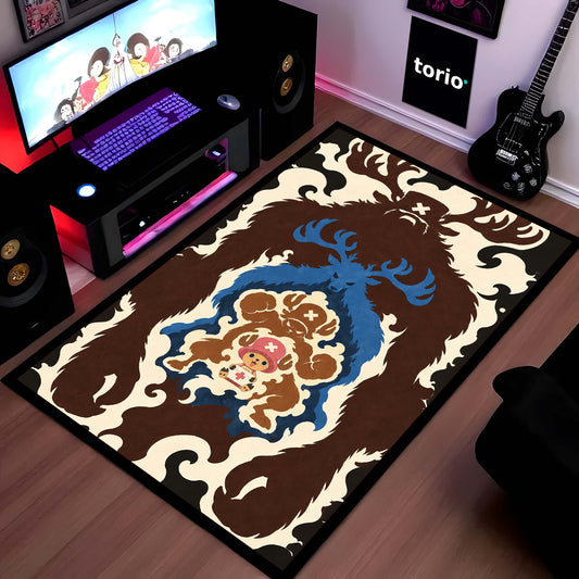 One Piece Tony Tony Chopper Area Flat Rug | Monster Point & Reindeer Transformation Anime Design | Premium Anti-Slip Flat Area Flat Rug