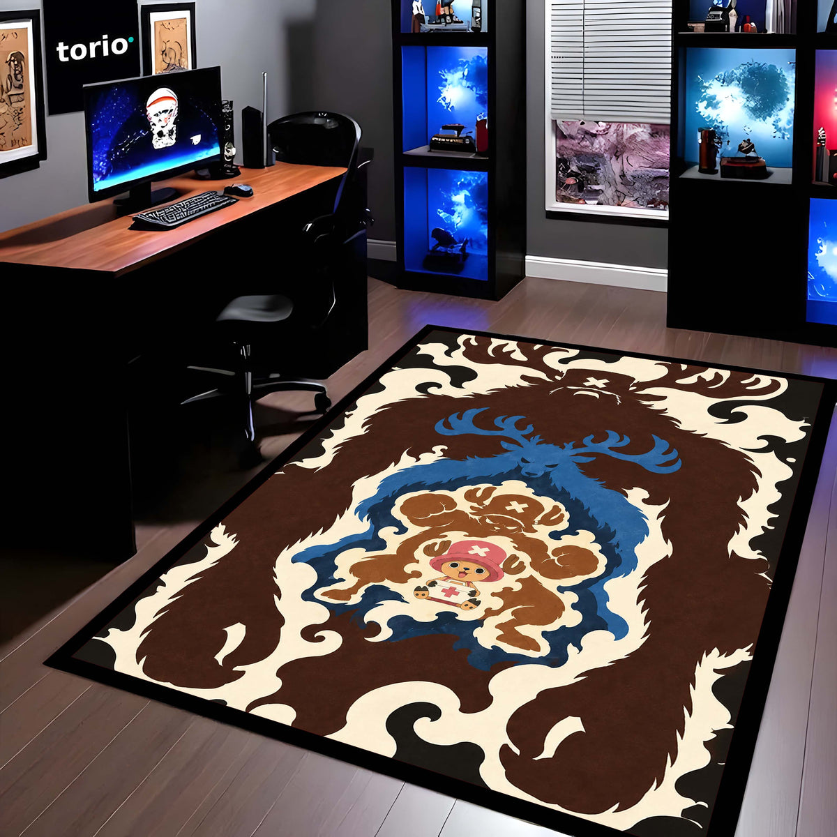One Piece Tony Tony Chopper Area Flat Rug | Monster Point & Reindeer Transformation Anime Design | Premium Anti-Slip Flat Area Flat Rug