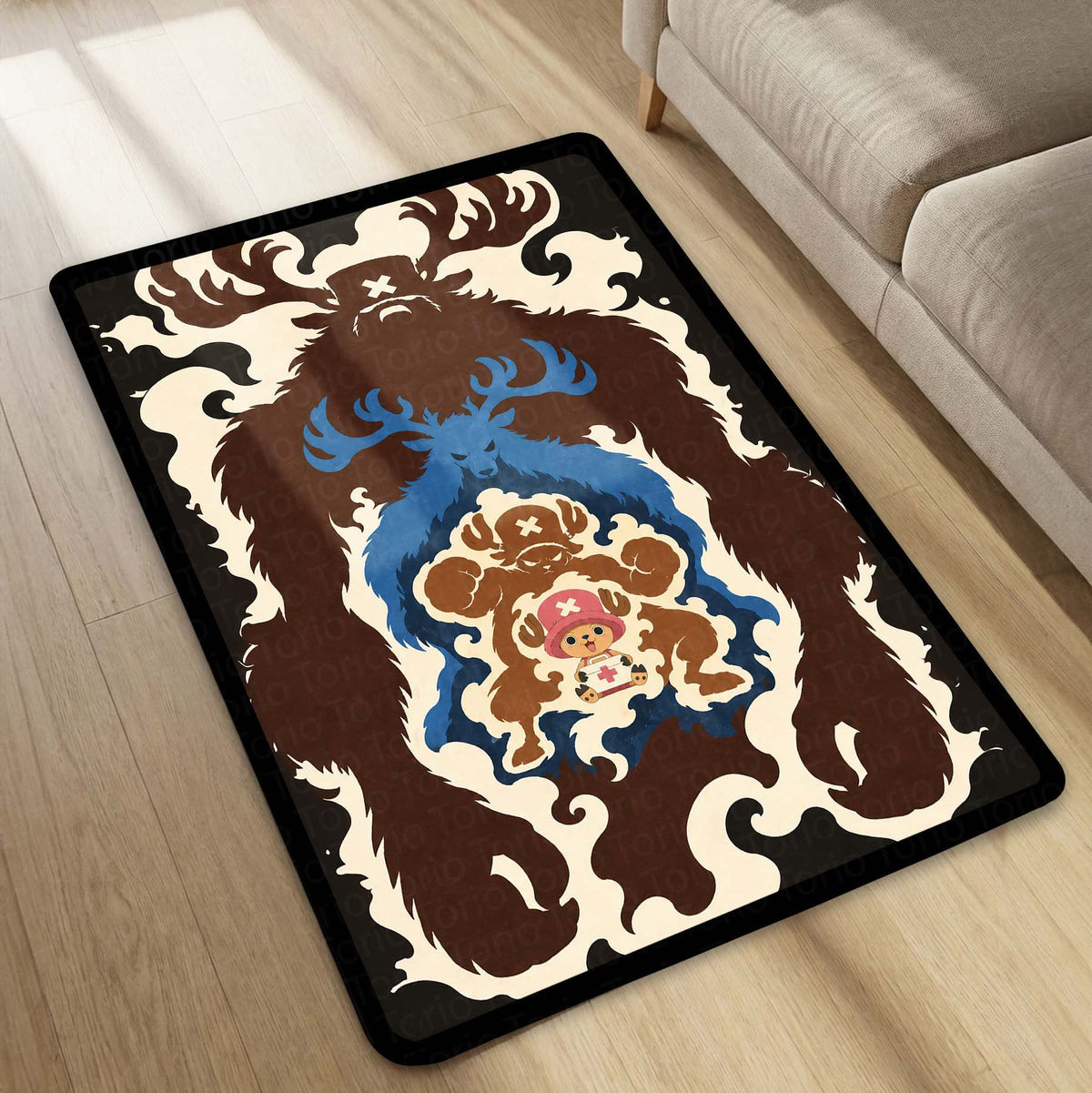 One Piece Tony Tony Chopper Area Flat Rug | Monster Point & Reindeer Transformation Anime Design | Premium Anti-Slip Flat Area Flat Rug