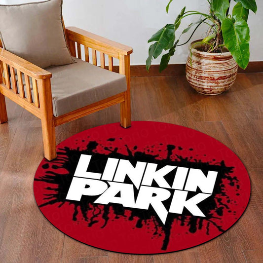 Linkin Park Circular Floor Mat (3 mm Thick) | Anti-Slip Printed Round Flat Rug for Bedroom, Studio, Gaming Room & Music Decor | TORIO