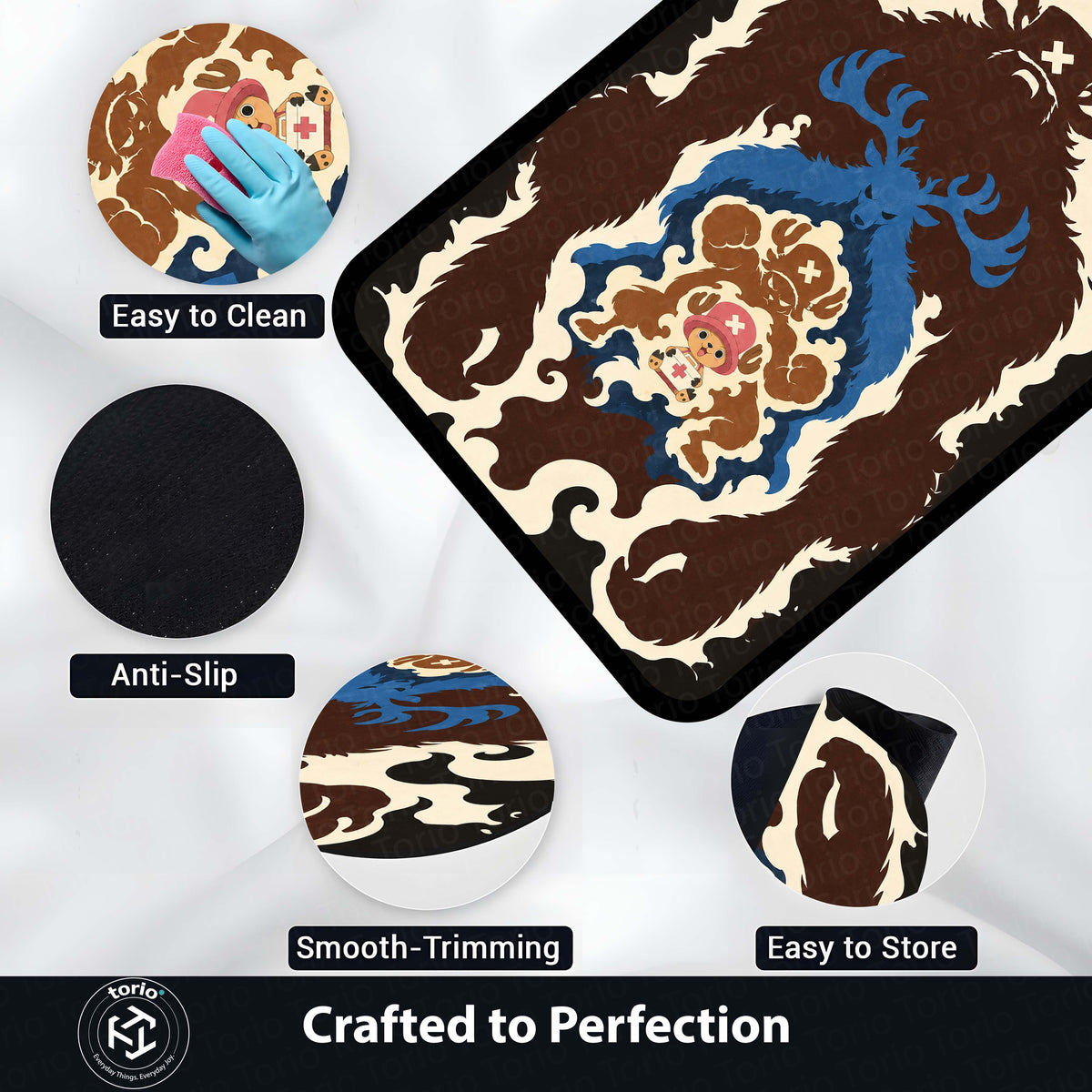 One Piece Tony Tony Chopper Area Flat Rug | Monster Point & Reindeer Transformation Anime Design | Premium Anti-Slip Flat Area Flat Rug