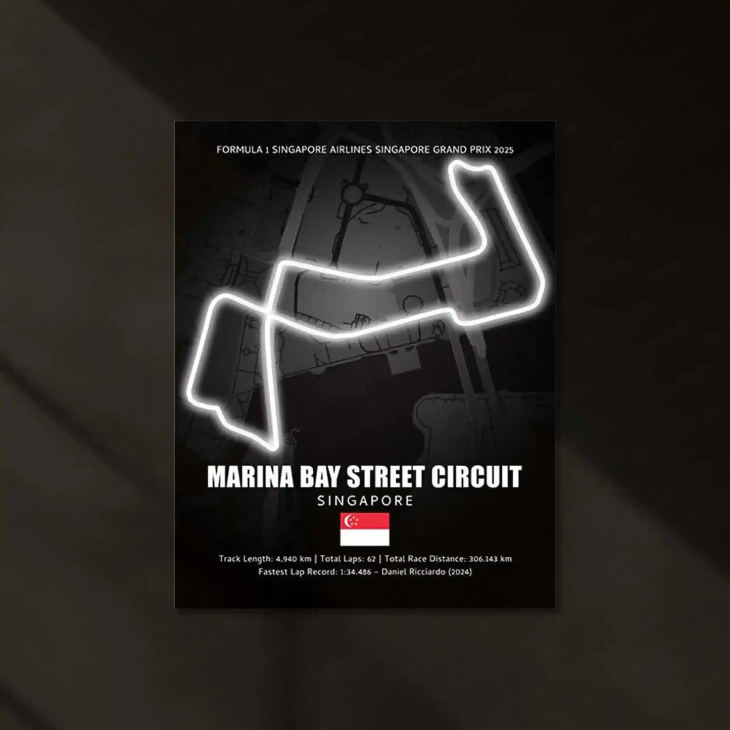 LED | 🌃 Marina Bay Street Circuit Neon LED Metal Poster – Singapore Night Race Glowing Wall Art - TURTLEWINGS
